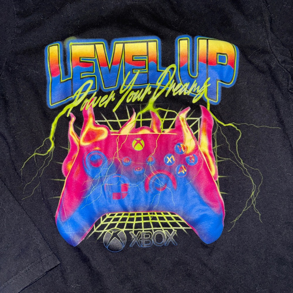Xbox Long Sleeve Shirt Boys L 10/12 Black Level Up Power Your Dreams Graphic Tee